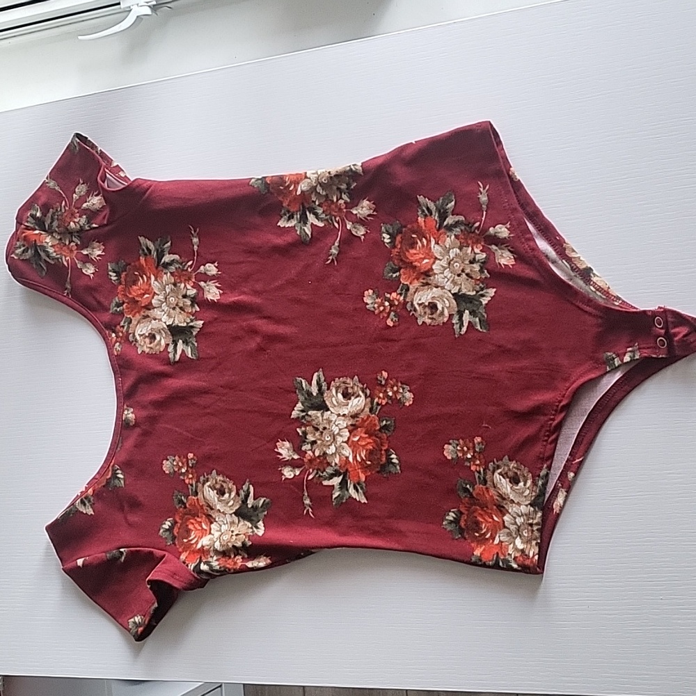 Burgandy Floral Bodysuit